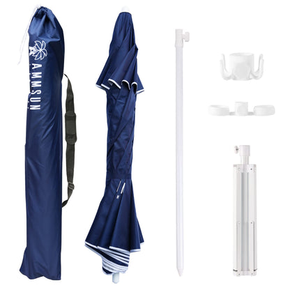 AMMSUN Shade Umbrella, Premium Portable Umbrella with Stand, 6.5ft Lightweight Free Standing Canopy for Sporting Games, Adjustable Instant Sun Protection and Easy to Carry, Navy Blue