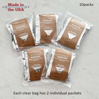 Kitchen Kurume® Miso Ramen Soup Concentrate (Pack of 10), Made in USA, Japanese Ramen Soup Base, 100% Natural Ingredients, No MSG, No Preservatives, Fresh Small Batch,15 Fl Oz