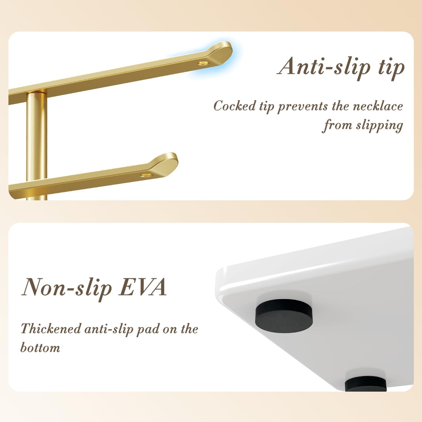 Jewelry Holder Organizer, 12.5'' Tall Sturdy Metal Stand, 3-Tier Jewelry Hanger for Necklace, Earring, Bracelet, Ring, for Display and Storage, Aesthetic Room Decor, Gold Jewlery Tree with White Tray