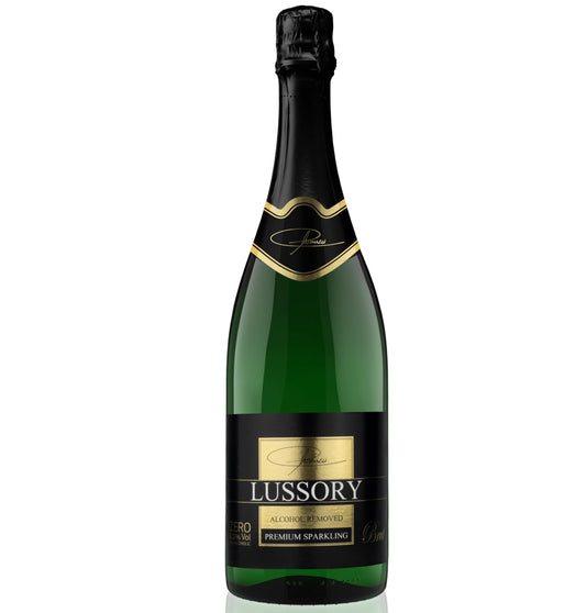 Lussory Premium Sparkling Brut Dealcoholized 0.0% Non Alcoholic Wine Bubbly From Spain, Low Calories, Low Sugar, Halal (750ml, 1 Bottle)