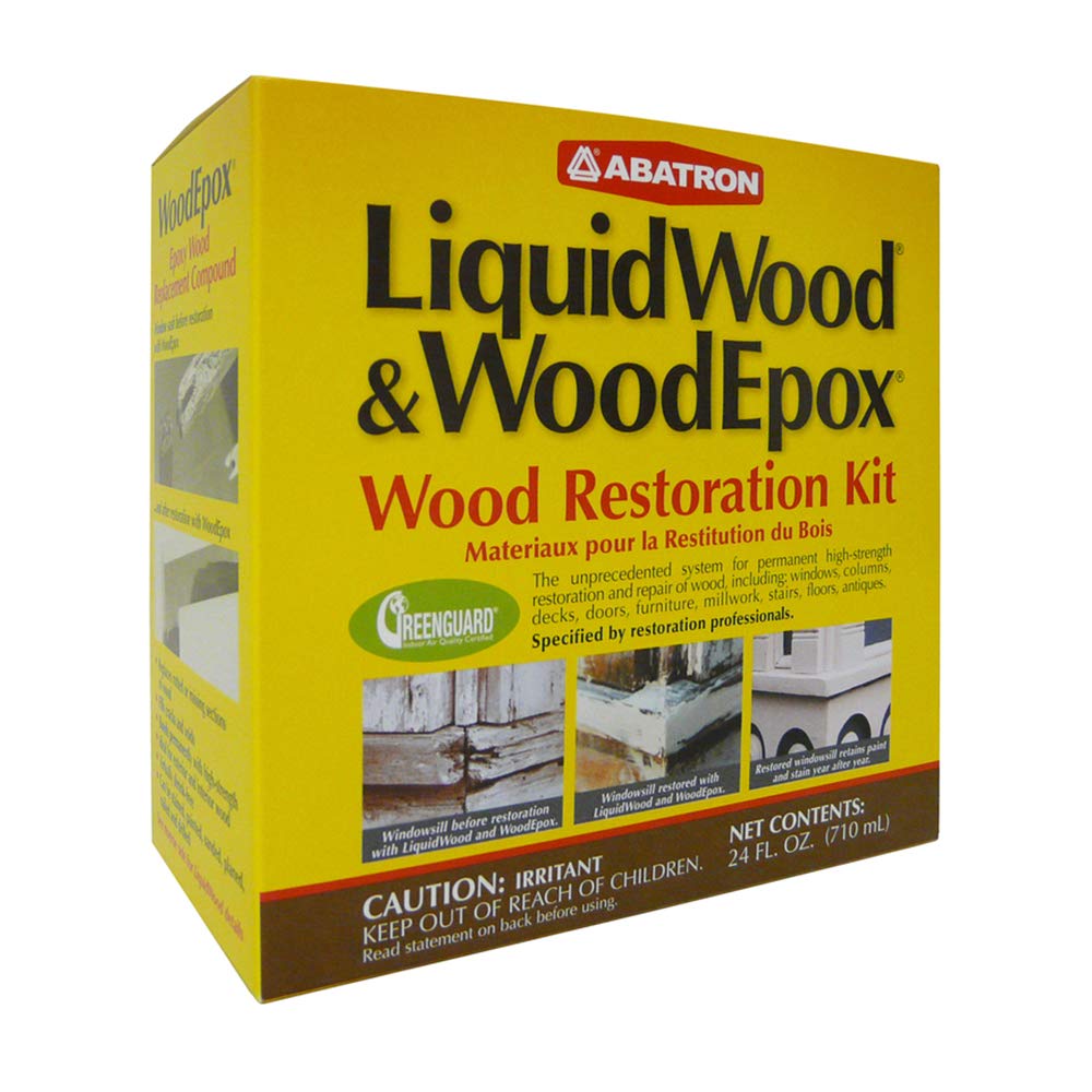 Abatron Wood Restoration Kit - 24 Ounce - Includes LiquidWood Epoxy Resin Wood Hardener and WoodEpox Wood Filler