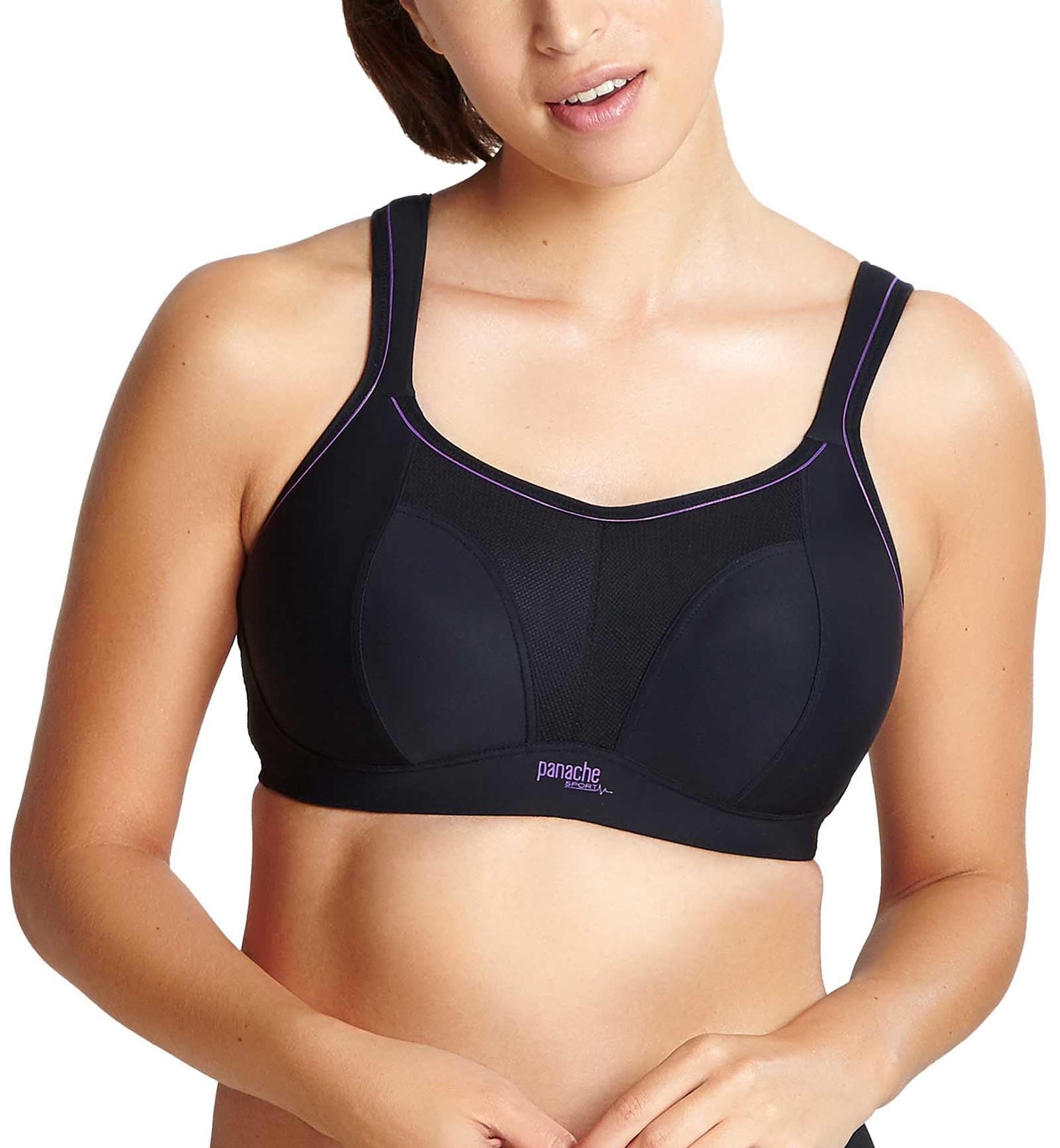 Panache Women's Plus-Size Non Wired Sports Bra, Black, 32E