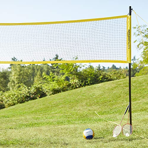 Amazon Basics Outdoor Volleyball and Badminton Combo Set