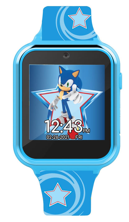 Accutime Kids SEGA Sonic The Hedgehog Blue Educational Touchscreen Smart Watch Toy for Boys, Girls, Toddlers - Selfie Cam, Learning Games, Alarm, Calculator, Pedometer (Model: SNC4133AZ)