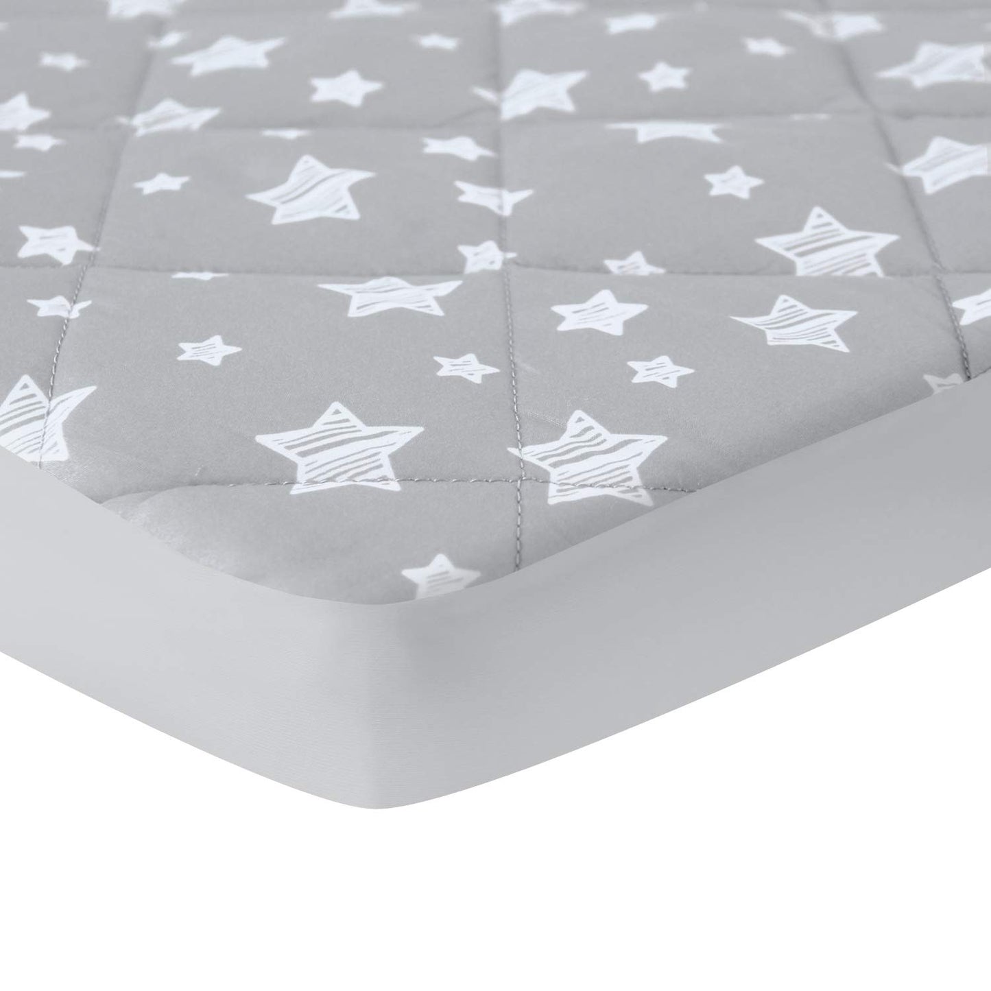 Pack and Play Sheets Fitted, Toddlers Mattress Protector 39"×27"×5", Breathable Thick Playard Lovely Print Cover, Compatible with Graco Pack n Play, Gray Star