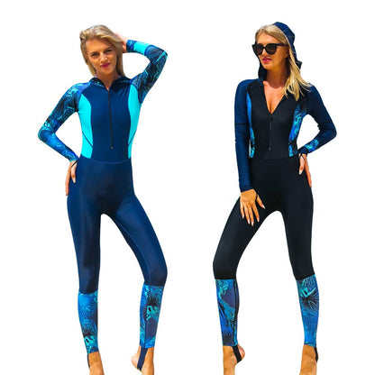 Full Body Scuba Rash Guard Dive Skin UV Swimwear Sport Skins for Men Women, Long Sleeve One Piece Nylon Front Zipper Diving Wetsuit for Surfing Swimming Snorkeling Canoeing