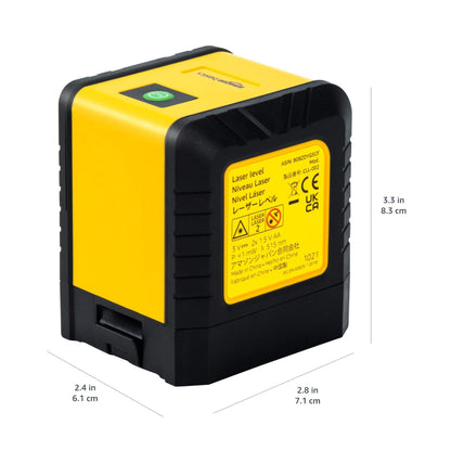 Amazon Basics Horizontal/Vertical and Cross-Line Class II Laser Level, 59 ft / 708 in, Yellow/Black