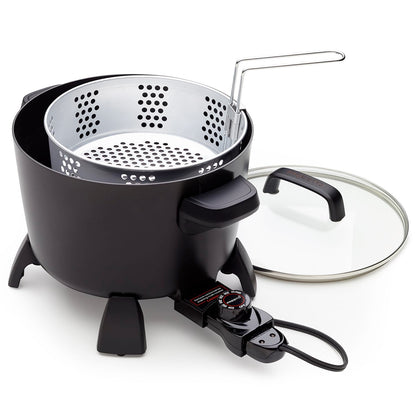 Presto 8-Quart Big Kettle, Steamer and Deep Fryer Multi-Cooker, Black