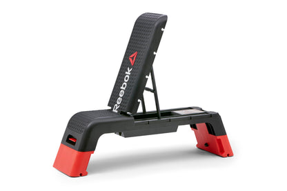 Reebok Professional 47-Inch Long Multi-Purpose Aerobic, Cardio, and Strength Challenging Home Fitness Deck Bench, Black