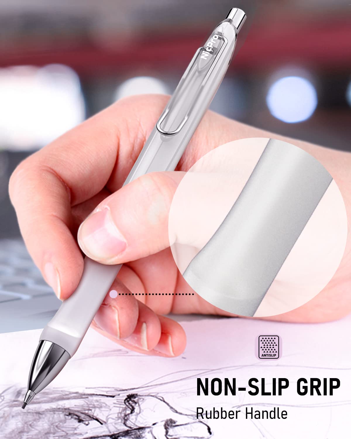 Nicpro 6PCS Pastel Mechanical Pencil Set 0.7 mm, Cute Mechanical Pencils with Comfort Grip with 12 Tubes HB Lead Refill, 3 Eraser, 9 Eraser Refills for Student Writing, Drawing, Sketching- with Case