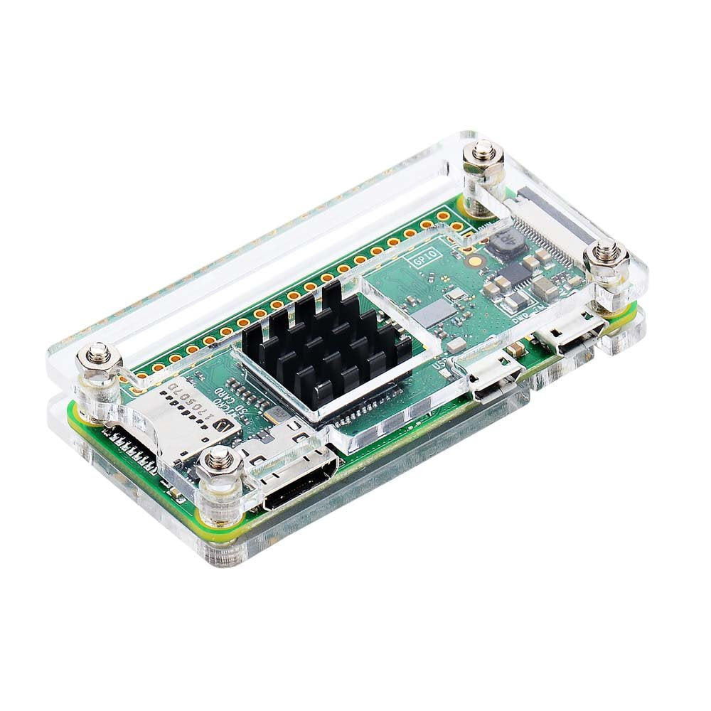 iUniker Raspberry Pi Zero Case, Case for Raspberry Pi Zero 2 w, with Heatsink, HDMI Adapter, OTG Cable, Header, ScrewDriver, Power Switch for Pi Zero 2 w/w (Clear)