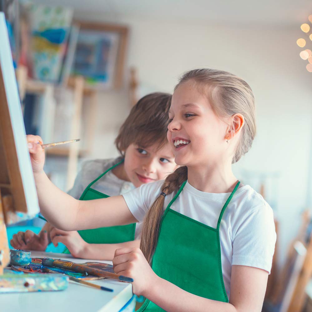 Pllieay 12 Pieces Kids Aprons Fabric Aprons for 3-7 Years Non Woven Kids Artist Apron Applied in Kitchen, Classroom, Community Event, Party, Crafts and Art Painting Activity