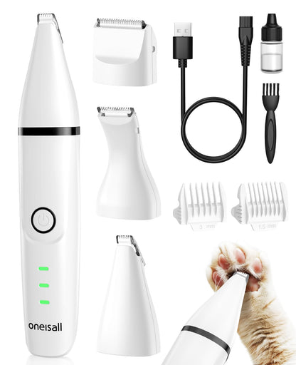 oneisall Cat Grooming Kit, 3 in 1 Quiet Cat Clippers for Thick Matted Paw Hair Trimmer, Heavy Coat Butt Shaver Cordless Pet Clippers Fur Trimmer for Dogs and Other Small Animals at Home Travel