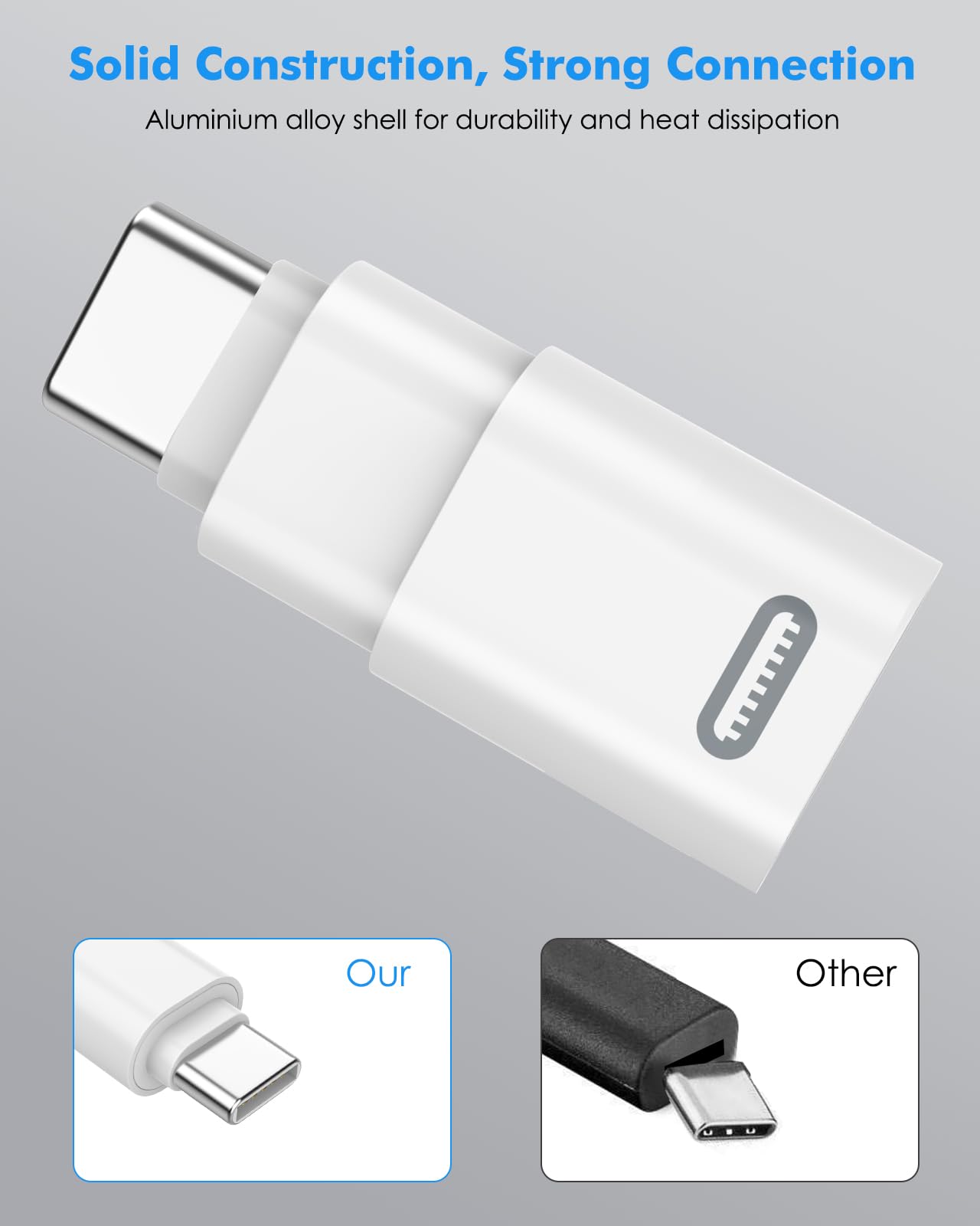 MoKo Lightning Female to USB C Male Adapter for iPhone 17 Air 16 15 Pro Max Plus, Galaxy, iPad - Not for Earphone/USB Stick/iPencil, 2 Pack USB-C to Lightning Adapter ONLY for Charging/Data Transfer