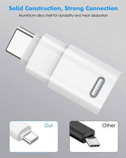 MoKo Lightning Female to USB C Male Adapter for iPhone 17 Air 16 15 Pro Max Plus, Galaxy, iPad - Not for Earphone/USB Stick/iPencil, 2 Pack USB-C to Lightning Adapter ONLY for Charging/Data Transfer