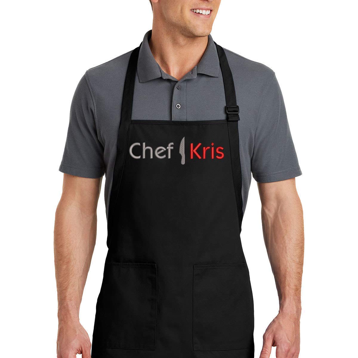 PLACE4PRINT Custom Chef Apron with Embroidered Name. Premium Quality Custom Aprons for Men and Women - Cooking, Baking, Grilling