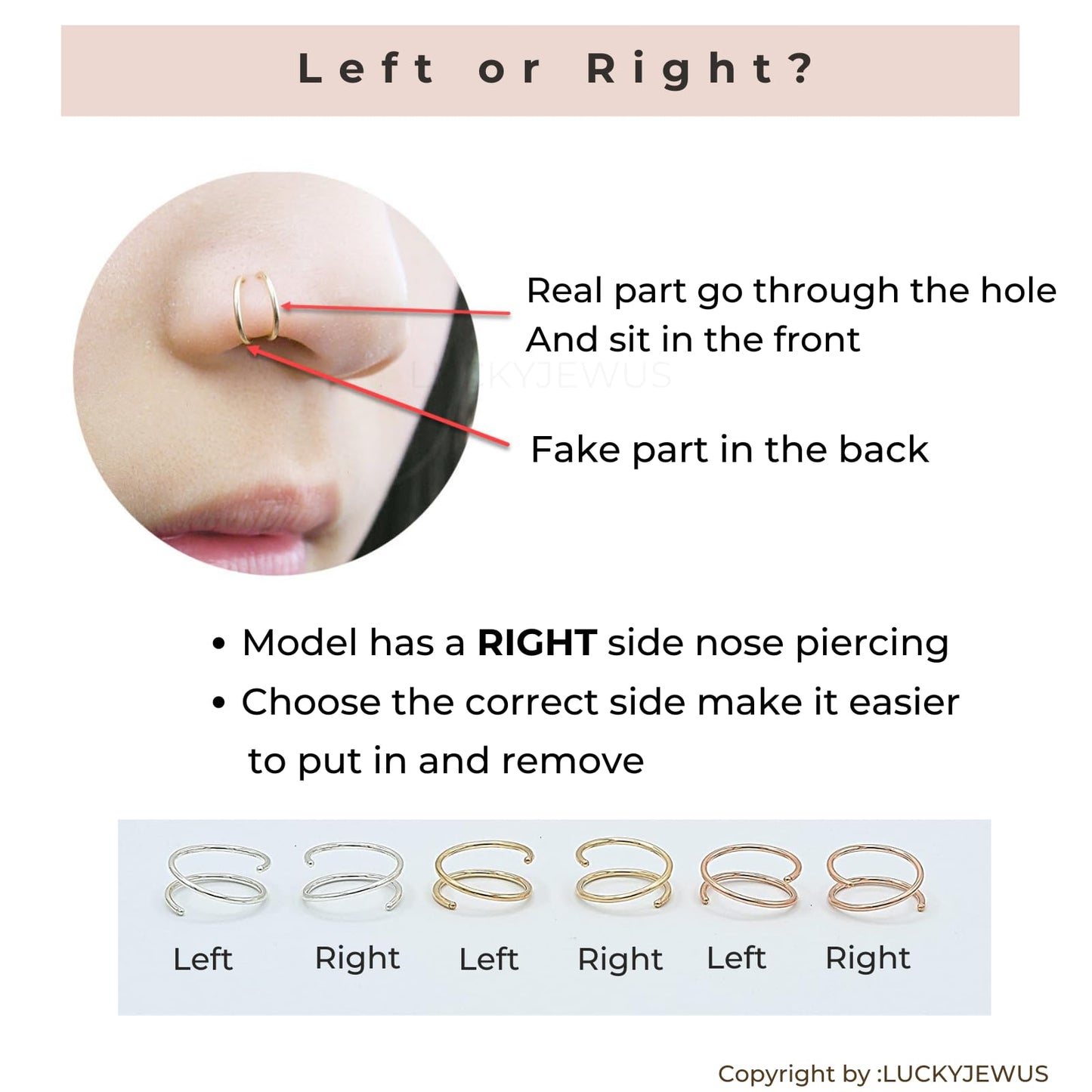 LUCKYJEWUS 14k Gold Filled 20G Double Hoop Nose Ring for Single Piercing, 20 Gauge Small Thin 8mm Spiral Nose Jewelry for Women Men