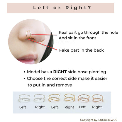 LUCKYJEWUS 14k Gold Filled 20G Double Hoop Nose Ring for Single Piercing, 20 Gauge Small Thin 8mm Spiral Nose Jewelry for Women Men