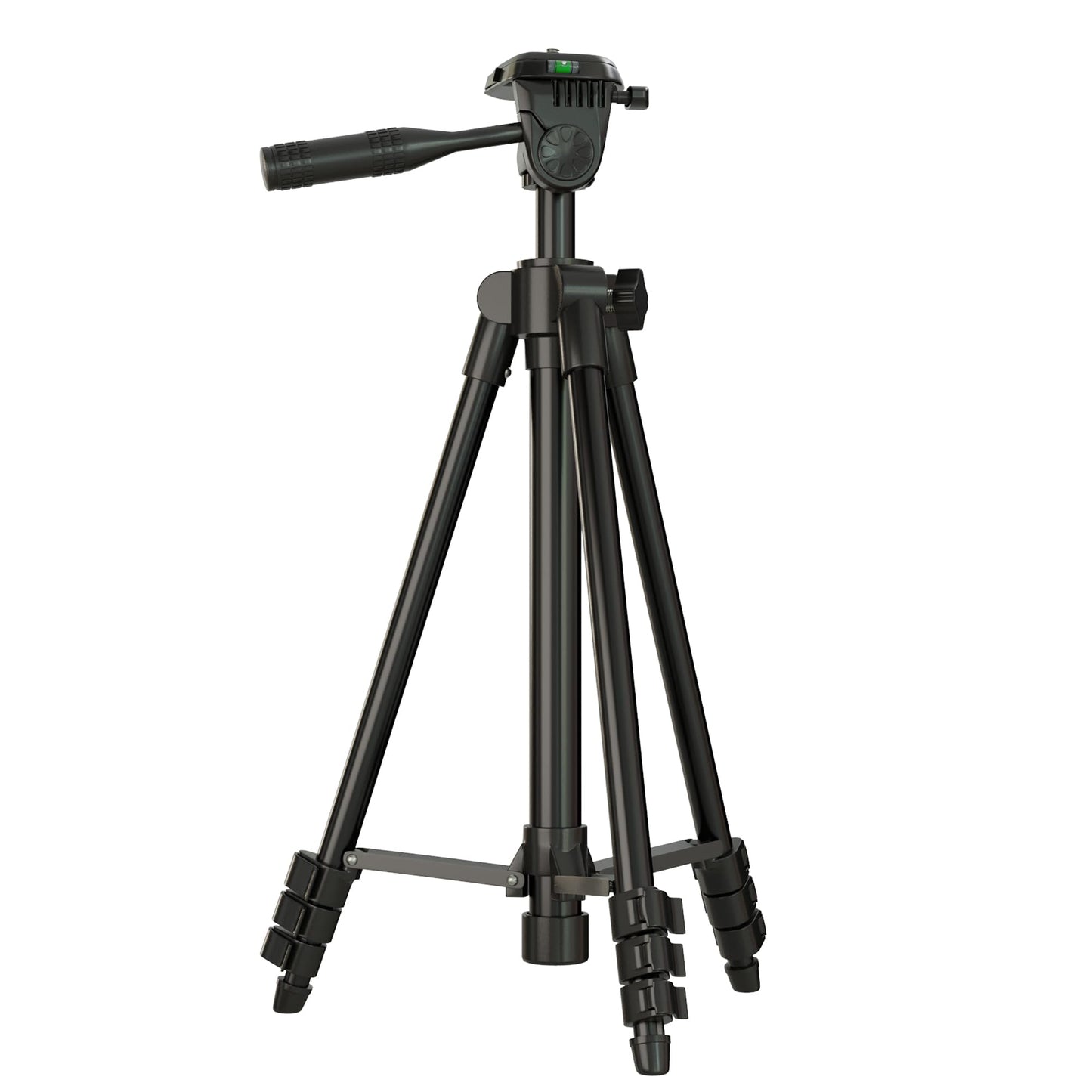 Laser Level Tripod Phone Stand: 51-Inch Aluminum Lightweight Tripod with 1/4" Screw Mount, Phone Holder and Bubble Level for iPhone and Line Lasers Measuring Tools, Carry Bag Included | Matte Black