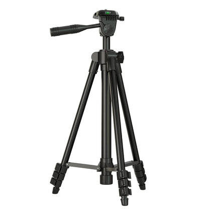 Laser Level Tripod Phone Stand: 51-Inch Aluminum Lightweight Tripod with 1/4" Screw Mount, Phone Holder and Bubble Level for iPhone and Line Lasers Measuring Tools, Carry Bag Included | Matte Black