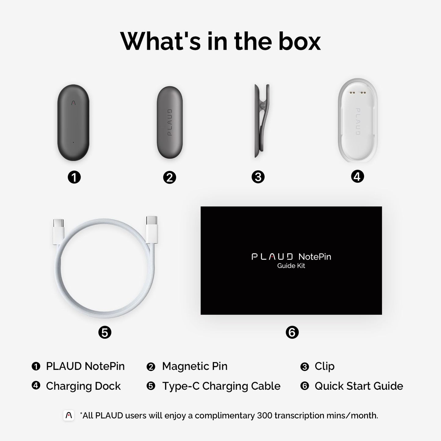 PLAUD NotePin Voice Recorder, AI Voice Recorder, App Control, AI Notetaker, AI Transcribe & Summarize, Support 112 Languages, 64GB Memory, Audio Recorder for Lectures, Meetings, Cosmic Gray