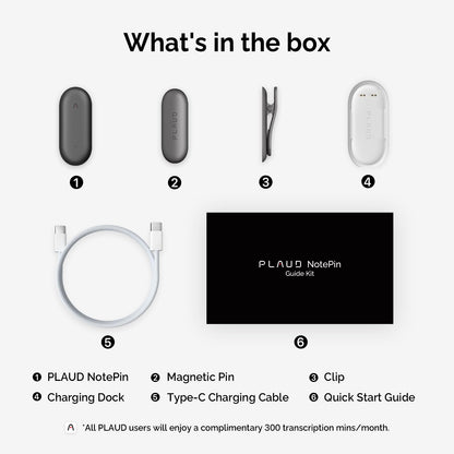 PLAUD NotePin Voice Recorder, AI Voice Recorder, App Control, AI Notetaker, AI Transcribe & Summarize, Support 112 Languages, 64GB Memory, Audio Recorder for Lectures, Meetings, Cosmic Gray