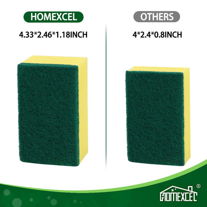 HOMEXCEL Heavy Duty Scrub Sponges Kitchen 10 Count, Extra-Large Sponges for Cleaning Kitchen and Household, Dish Scrubber for Washing Dishes, Pots and Pans
