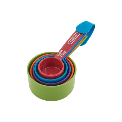 FARBERWARE 5-Piece Measuring Cup Set with Coffee Scoop, Durable Plastic Nesting Measuring Cups with Easy-Read Markings, BPA-Free, Dishwasher Safe