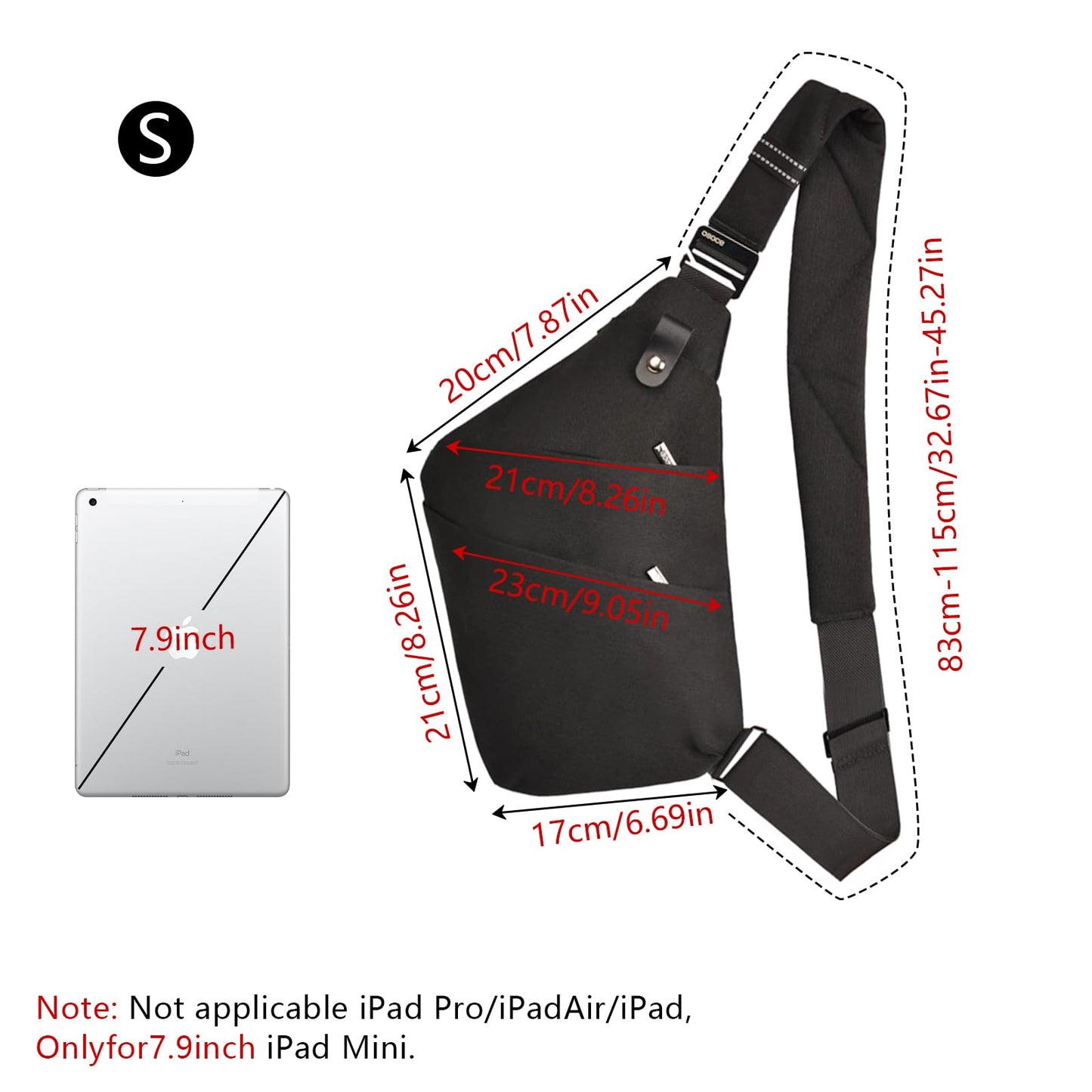 OSOCE Anti Theft Crossbody Bags Sling Bag for Women Men Waterproof Wander Bag for Sports and Travel. (1.0Black, Small)