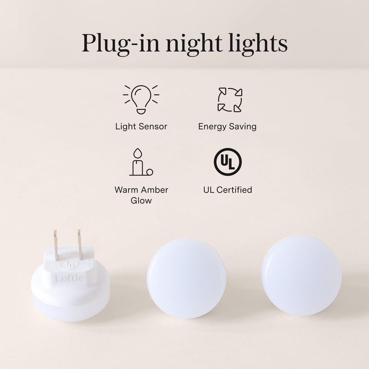 Loftie Night Lights Plug into Wall - 0.5W Plug in Night Light - Warm Amber Glow, Wall Light Sensing Dusk to Dawn - 2000K, UL Certified - Nightlight for Bathroom, Hallway, Bedroom Decor, Kitchen,3-Pack