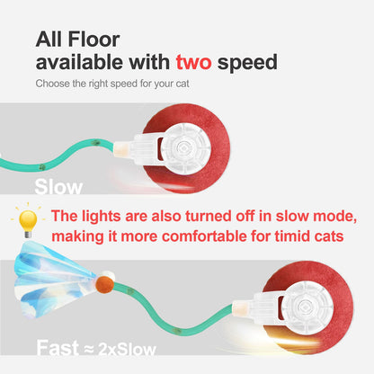 Jkanti Interactive Cat Toys for Indoor Cats,The 3rd Generation Agile Moving Cat Ball with Elastic Mesh Tail,Automatic Kitten Toys for Bored Indoor Adult Cats,Motion Activated (Green)