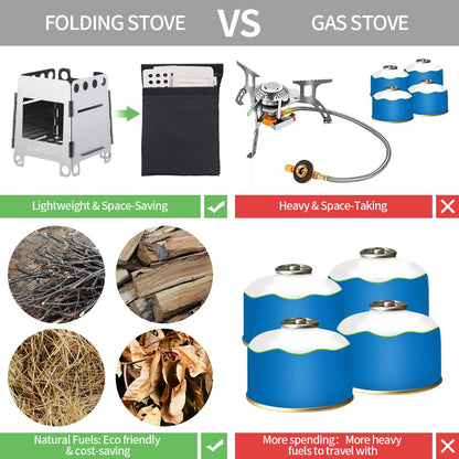 Lixada Camping Wood Stove Folding Lightweight Stainless Steel Wood Burning Stove Portable Backpacking Alcohol Stove for Outdoor Camping Hiking Picnic BBQ Picnic Hunting