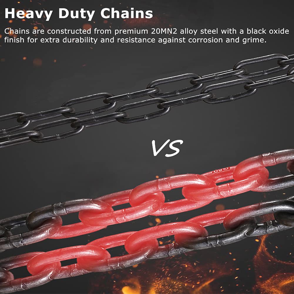 Manual Chain Hoist | 1 Ton/2000 lbs Capacity | 10’ Lift | 2 Hooks | Manual Hand Lift Steel Chain Block Hoist (1T)