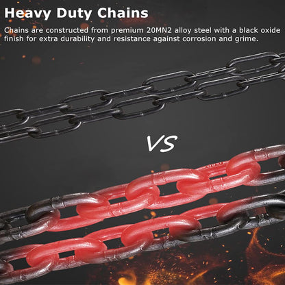 Manual Chain Hoist | 1 Ton/2000 lbs Capacity | 10’ Lift | 2 Hooks | Manual Hand Lift Steel Chain Block Hoist (1T)