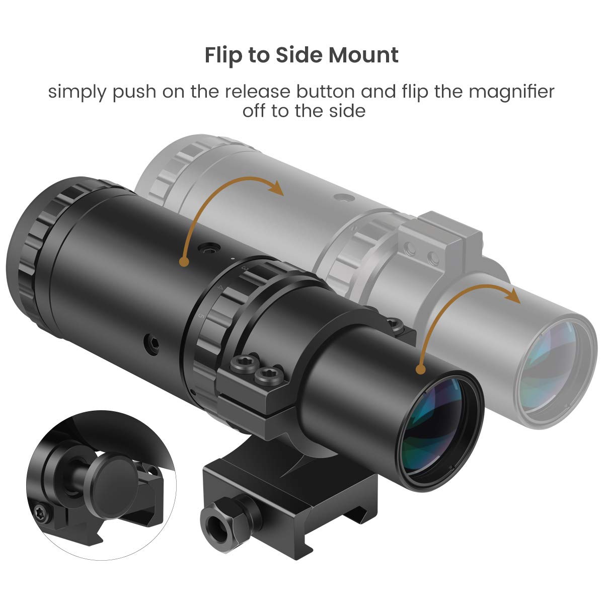 Feyachi M37 1.5X - 5X Red Dot Magnifier Focus Adjustment Optical Magnifier with Flip to Side Mount, Black