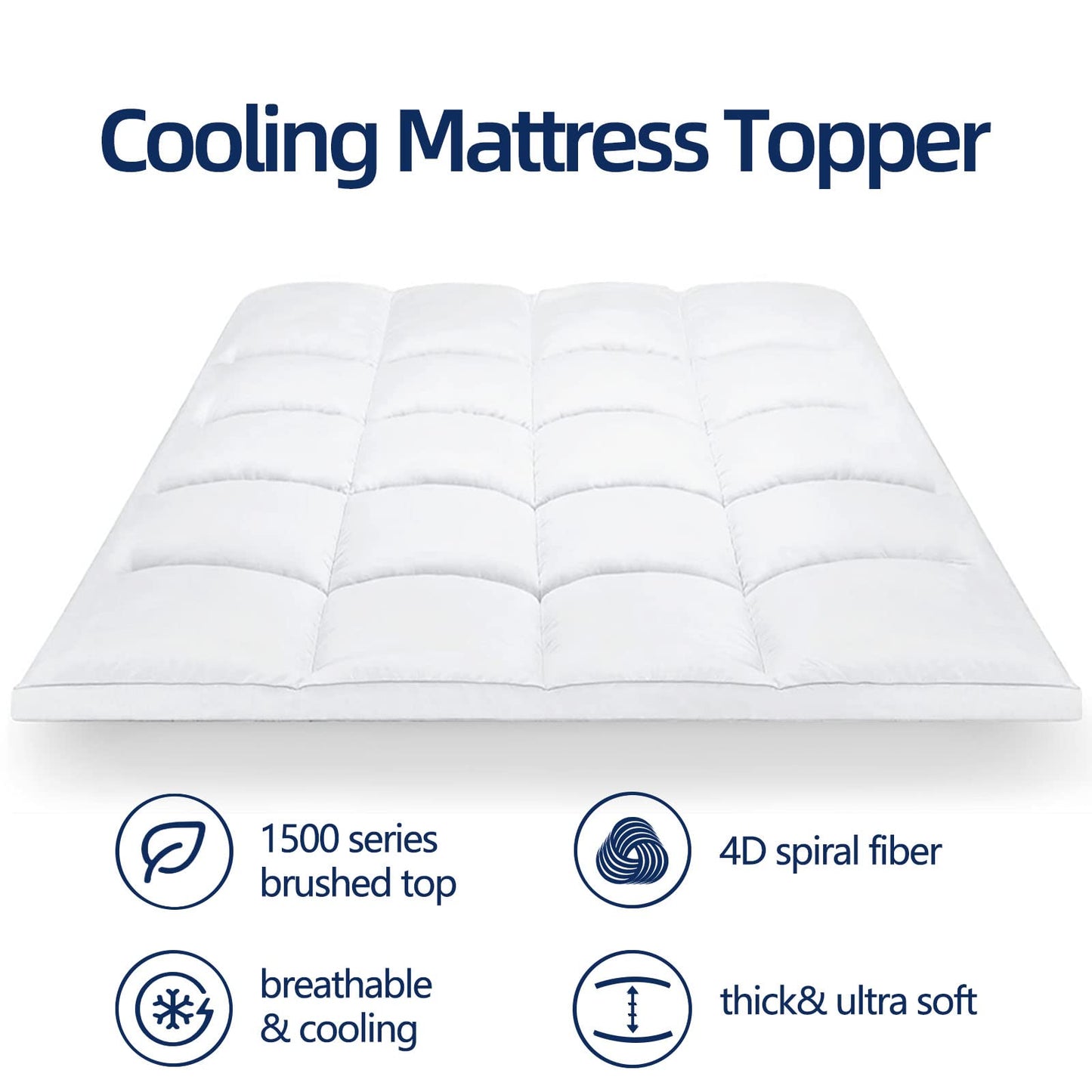 Mattress Topper Twin XL for Back Pain, Extra Thick Mattress Pad Cover, Plush Pillow Top, Deep Elastic Pocket, White