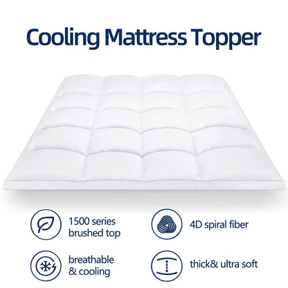 Mattress Topper Twin XL for Back Pain, Extra Thick Mattress Pad Cover, Plush Pillow Top, Deep Elastic Pocket, White