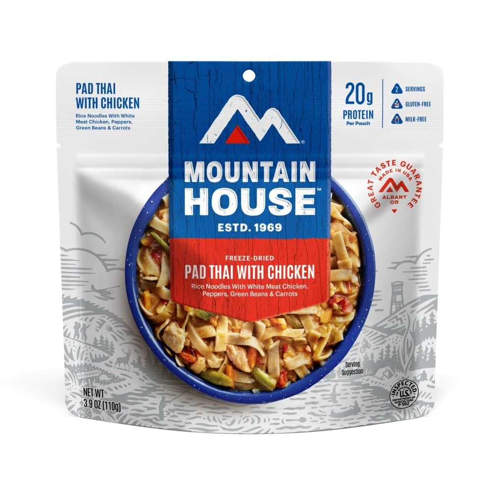 Mountain House Pad Thai with Chicken | Freeze Dried Backpacking & Camping Food | Gluten-Free | 2 Servings