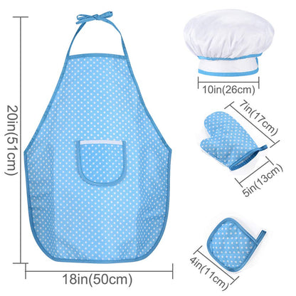 HmiL-U Chef Set for Kids - 13 Pcs Kid Cooking and Baking Set Includes Kids Apron, Chef Hat, Utensils, Cooking Mitt, Gift for 3 Year Old Girls and up(Blue)