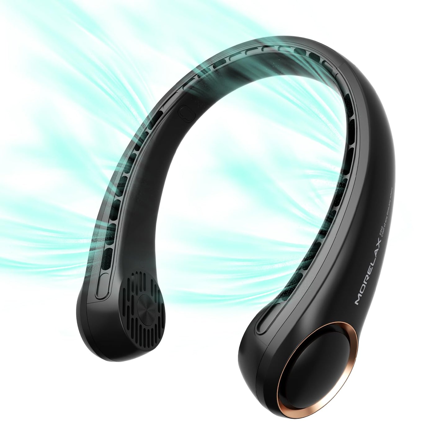 Portable Neck Fan Rechargeable, Personal Neck Cooling Fan, Hands Free Bladeless Fan, Ultra Quiet, 3 Speeds Adjustable Strong Wind, 4000 mAh Battery Operated, Gifts for Men Women Mom Dad(Black), Small