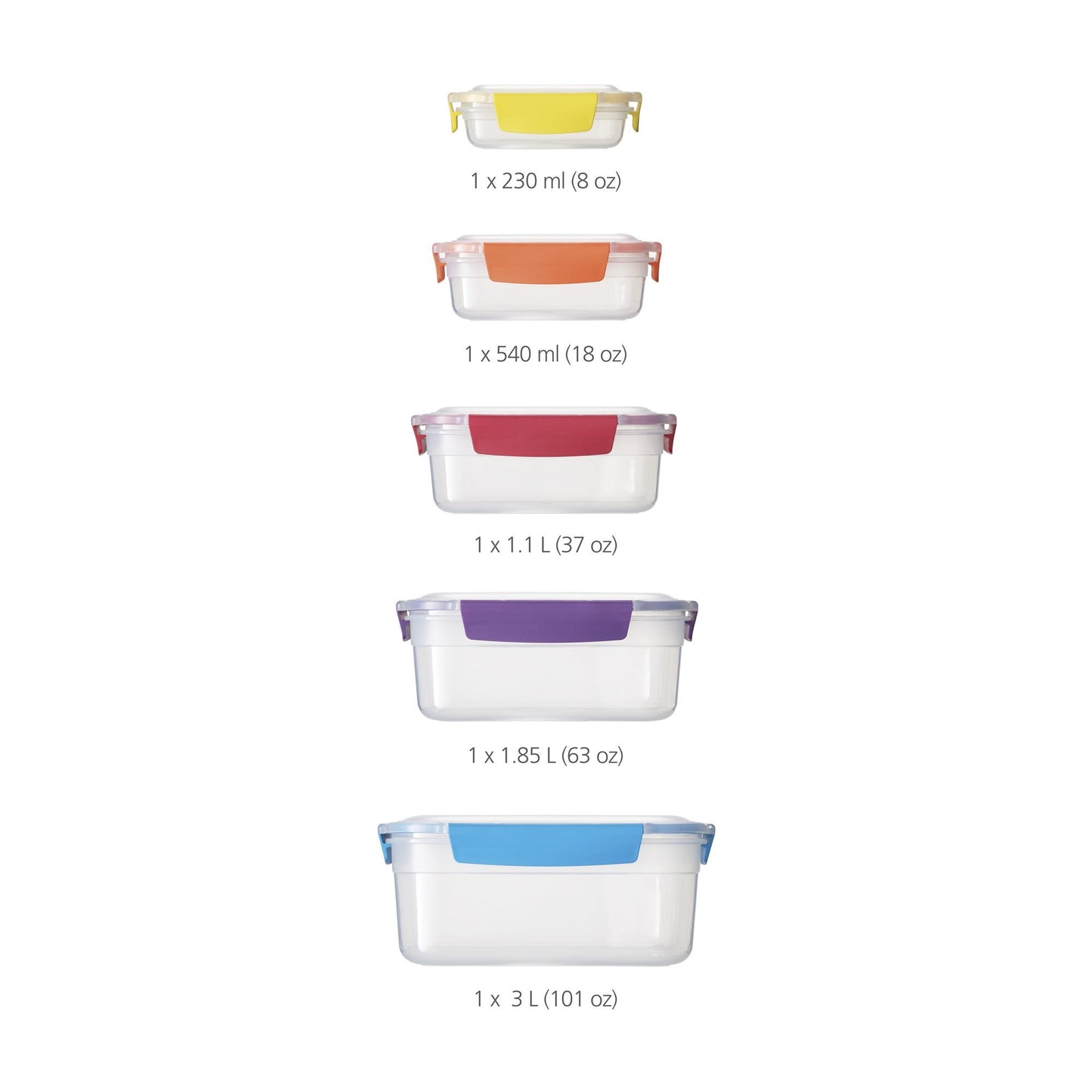 Joseph Joseph Nest Lock Plastic BPA Free Food Storage Container Set with Lockable Airtight Leakproof Lids, 10-Piece, Multi-Color