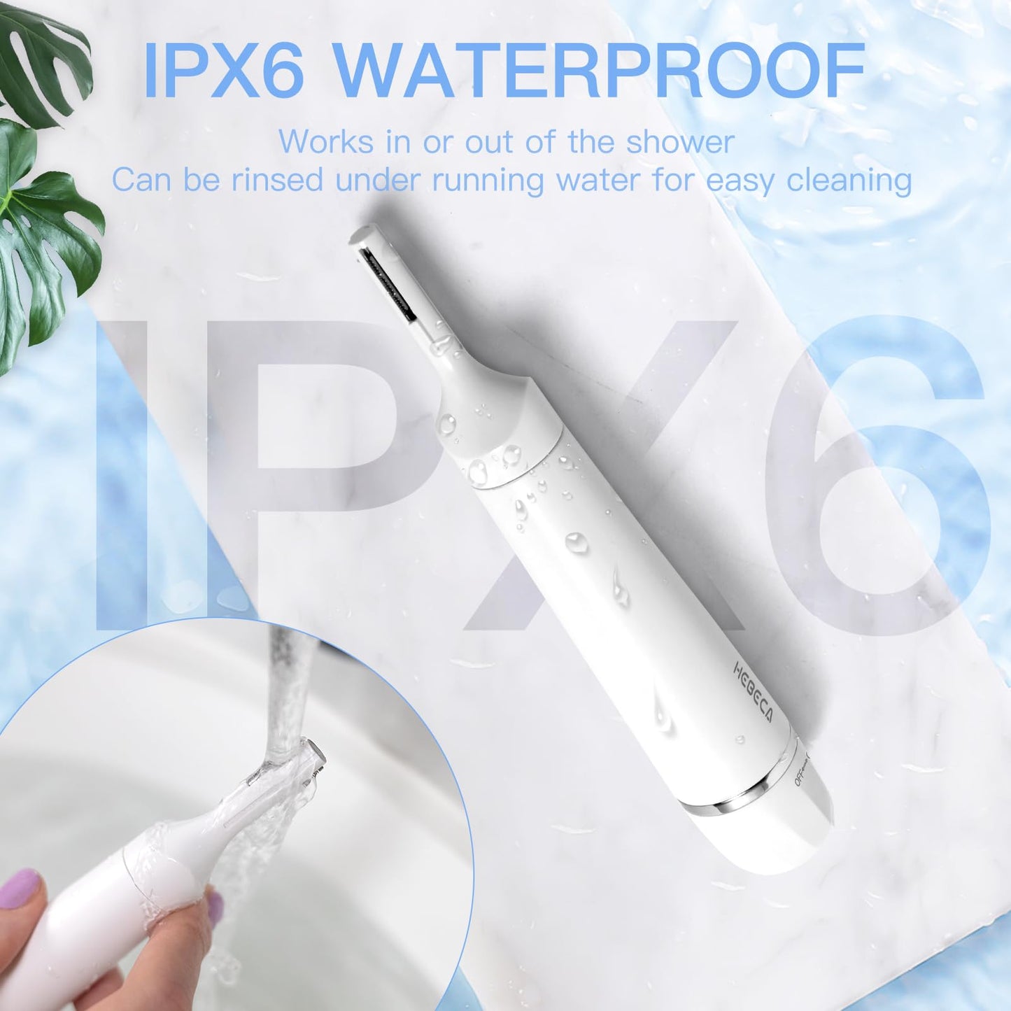 HEBECA Nose Hair Trimmer for Women and Men, 3-in-1 Electric Facial Hair Removal Rechargeable Portble Waterproof Face Shaver Razor for Nose Ear Eyebrow Peach-Fuzz Lips Chin FT3001