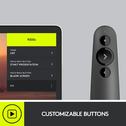 Logitech R500 Laser Presentation Remote Wireless Presenter, W126636324 (Remote Wireless Presenter Bluetooth/RF Graphite Logitech R500 Laser Presentation Remote, Bluetooth/RF,)
