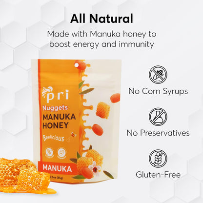 P.R.I Manuka Honey Nuggets, Sweet and All Natural Hard Candy Treat, 3oz
