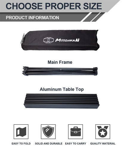 MSSOHKAN Camping Table Folding Portable Camp Side Table Aluminum Lightweight Carry Bag Beach Outdoor Hiking Picnics BBQ Cooking Dining Kitchen