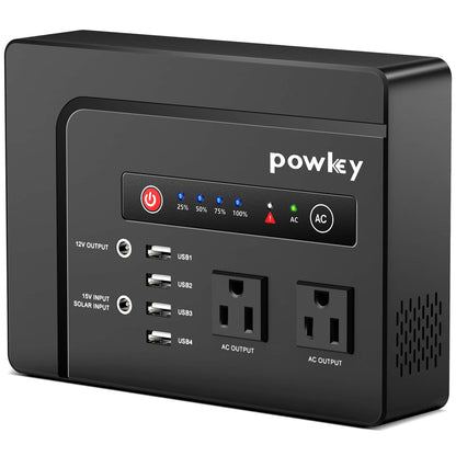 powkey 200W Portable Power Bank with AC Outlet, 146Wh Rechargeable Backup Lithium Battery, 110V Pure Sine Wave AC Outlet for Outdoor RV Trip Travel Home Office Emergency