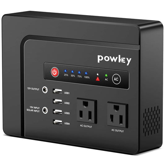 powkey 200W Portable Power Bank with AC Outlet, 146Wh Rechargeable Backup Lithium Battery, 110V Pure Sine Wave AC Outlet for Outdoor RV Trip Travel Home Office Emergency