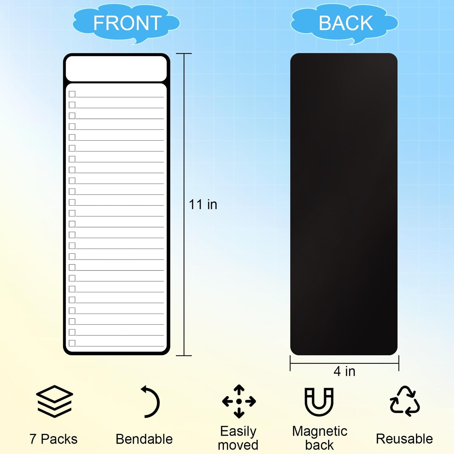 7-Piece Magnetic Dry Erase To-Do List White Board, 4'x11', Multifunctional Weekly Planner, Chore Chart, Dry Erase Planner for Refrigerator