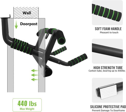 KAKICLAY 2025 Upgrade Multi-Grip Pull Up Bar with Smart Larger Hooks Technology - USA Original Patent, Designed, Shipped, Warranty