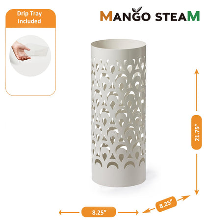 Mango Steam Tall Round Umbrella Holder 21.75 Inches Tall (Peacock White)